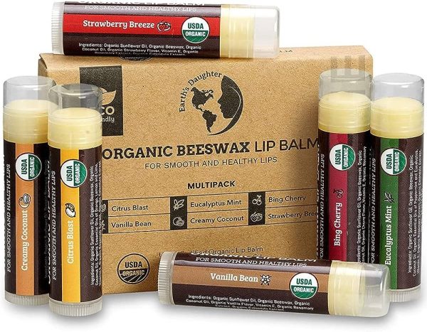 USDA Organic Lip Balm 6-Pack by Earth's Daughter