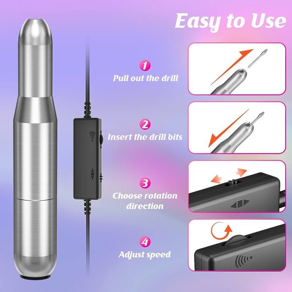 V BUTIGIRL Nail Drill Set, Portable Efile Nail Drill for Acrylic Nails, Grinding