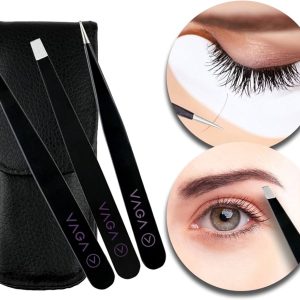 VAGA Set of 3pcs Precise Tweezers, Made of Stainelss Steel