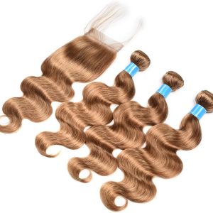 Valentines Day Gifts JulyQueen Brazilian Human Virgin Hair Honey Blonde Color