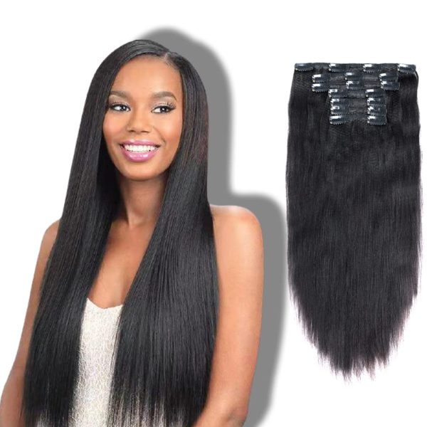 Vanalia 9A Perm Yaky hair extensions clip in human hair Double Wefted