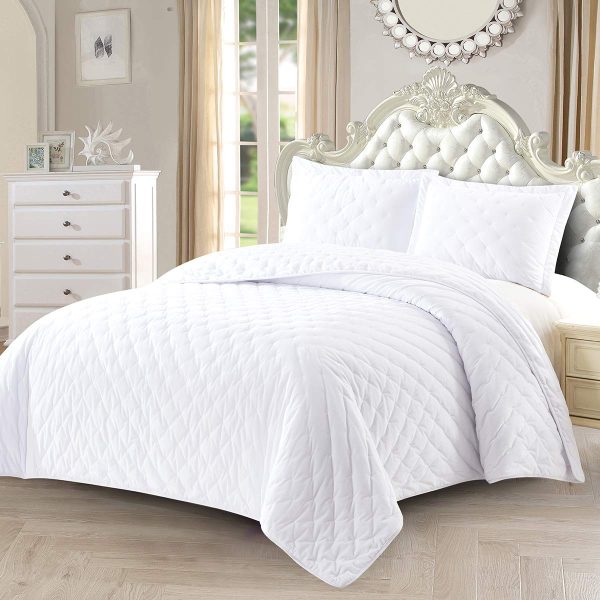 Velevt White 110x96 Inches Coverlet 3pc Set