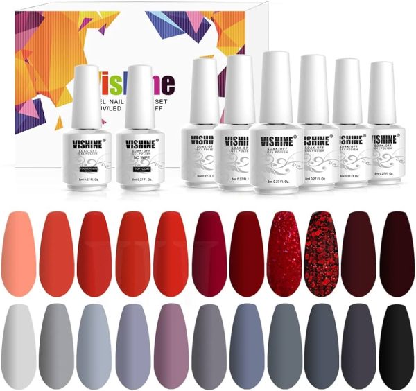 Vishine Gel Nail Polish 24 Colors Set Soak Off Gel Nail Polish Kit Nail
