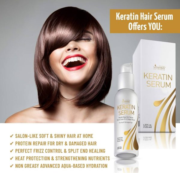 Vitamins Hair Serum Keratin Protein Treatment - Anti Frizz Ultra Hydrating Keratin