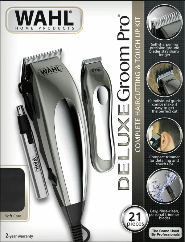 Wahl Deluxe Groom Pro 21 Piece Complete Hair Clipper Cutting Kit