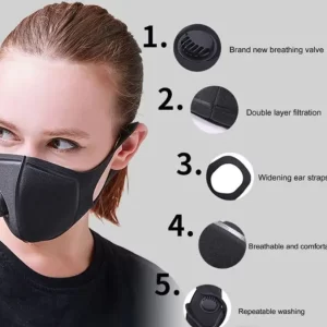 Washable Adult Mask Sponge Face Mask Black Breathable