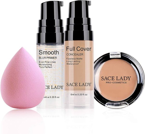 Waterproof Full Coverage Concealer With Primer Sponge Set