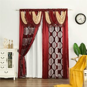WESTTINA®-Flora Sheer Window Curtain Attached Valance