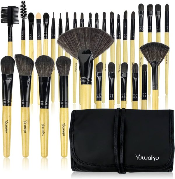 Wooden Eyeshadow Lip Foundation Makeup Brush Set