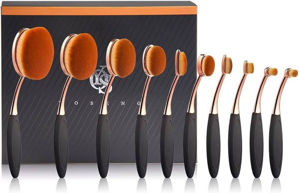 Yoseng Makeup Brushes Set 10Pcs Professional Oval Toothbrush Foundation