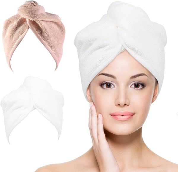 YoulerTex Microfiber Hair Towel Wrap for Women, 2 Pack 10 inch X 26 inch