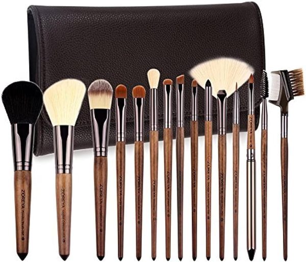 ZOREYA Makeup Brush Set,15pcs Unique Walnut Makeup Brushes with Nobility